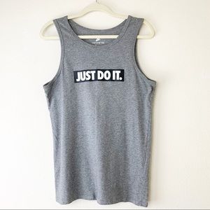 Nike, athletic, top, “just do it!” Grey size small